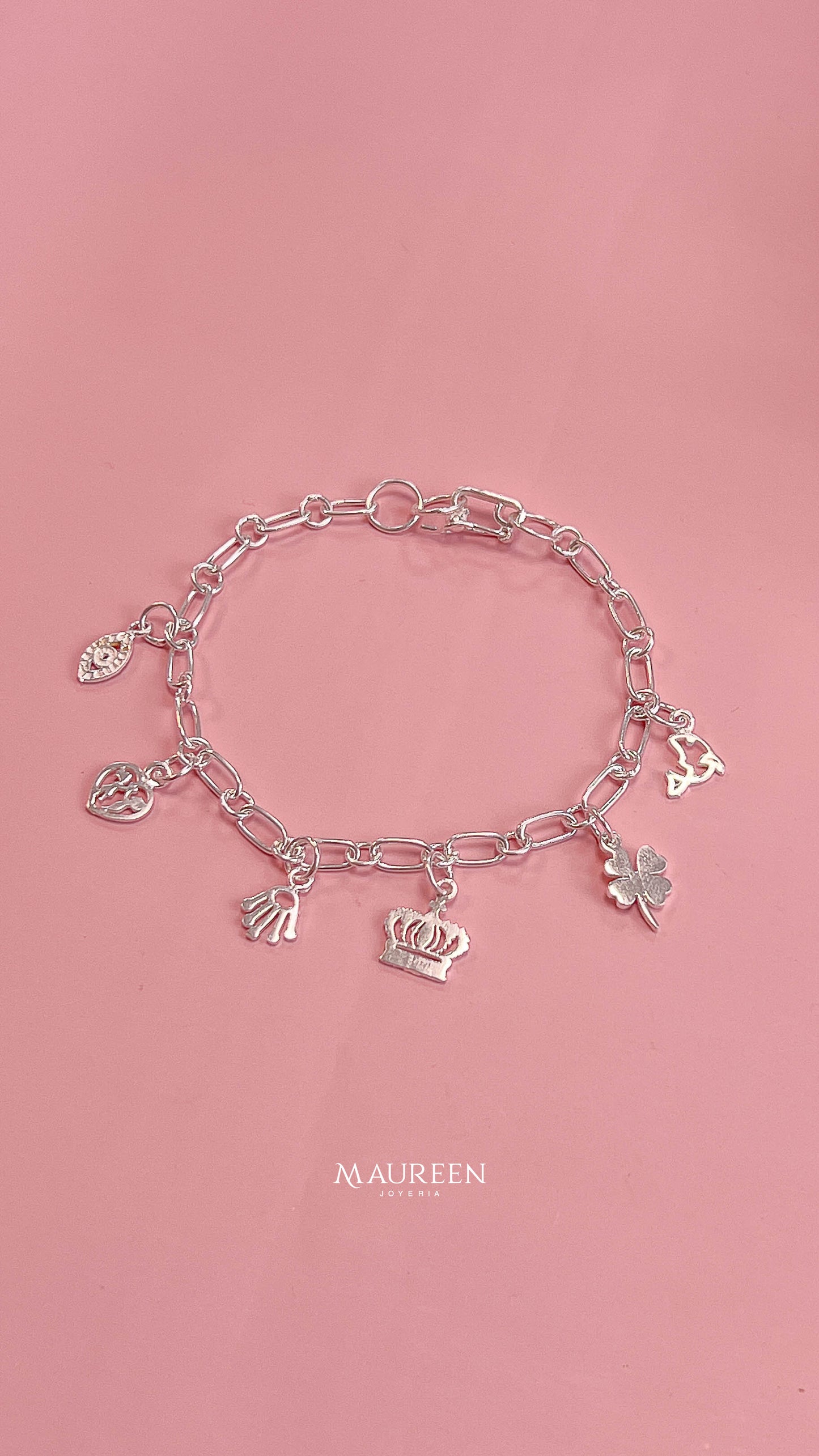 Pulsera fortuna dijes pequeños - plata