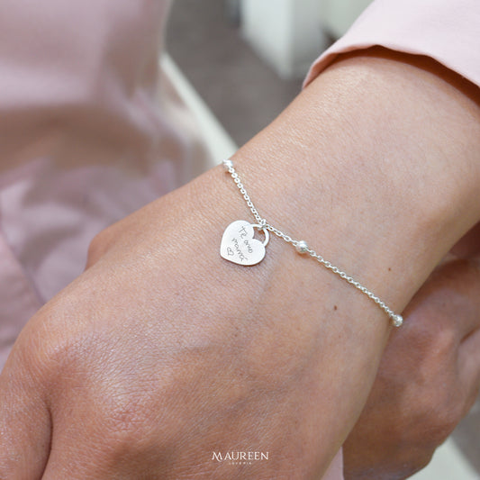 Pulsera cadena con dije placa - Plata