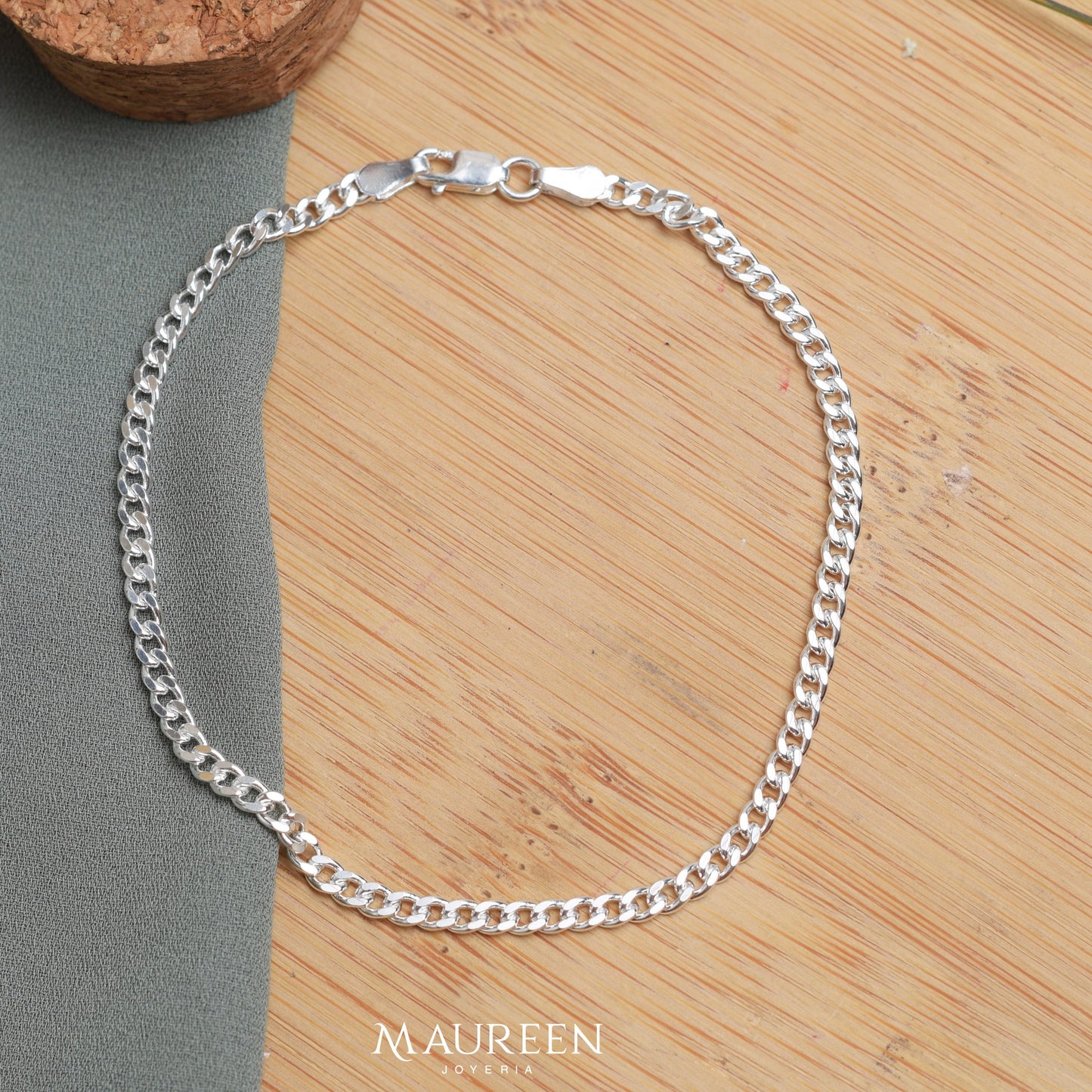 Pulsera hombre cadena lomo de corvina delgada - Plata