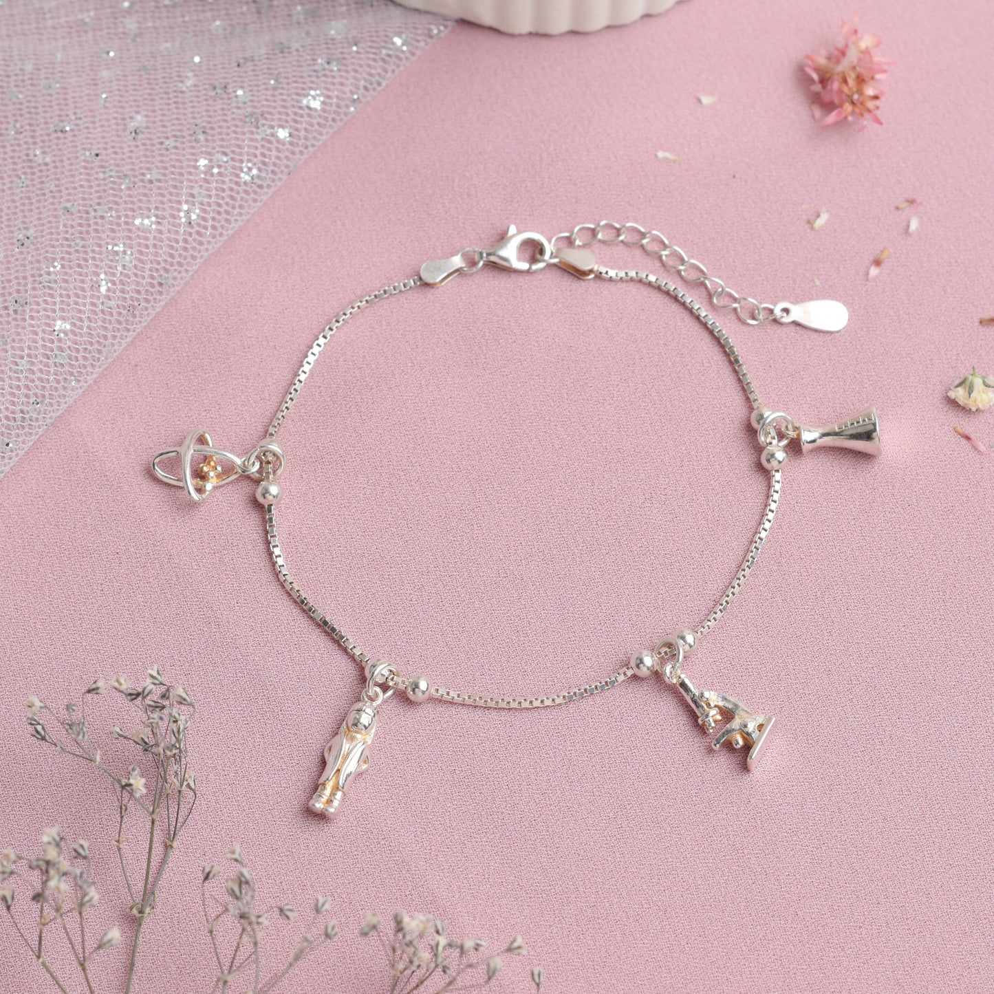 Pulsera dijes cientifica - Plata