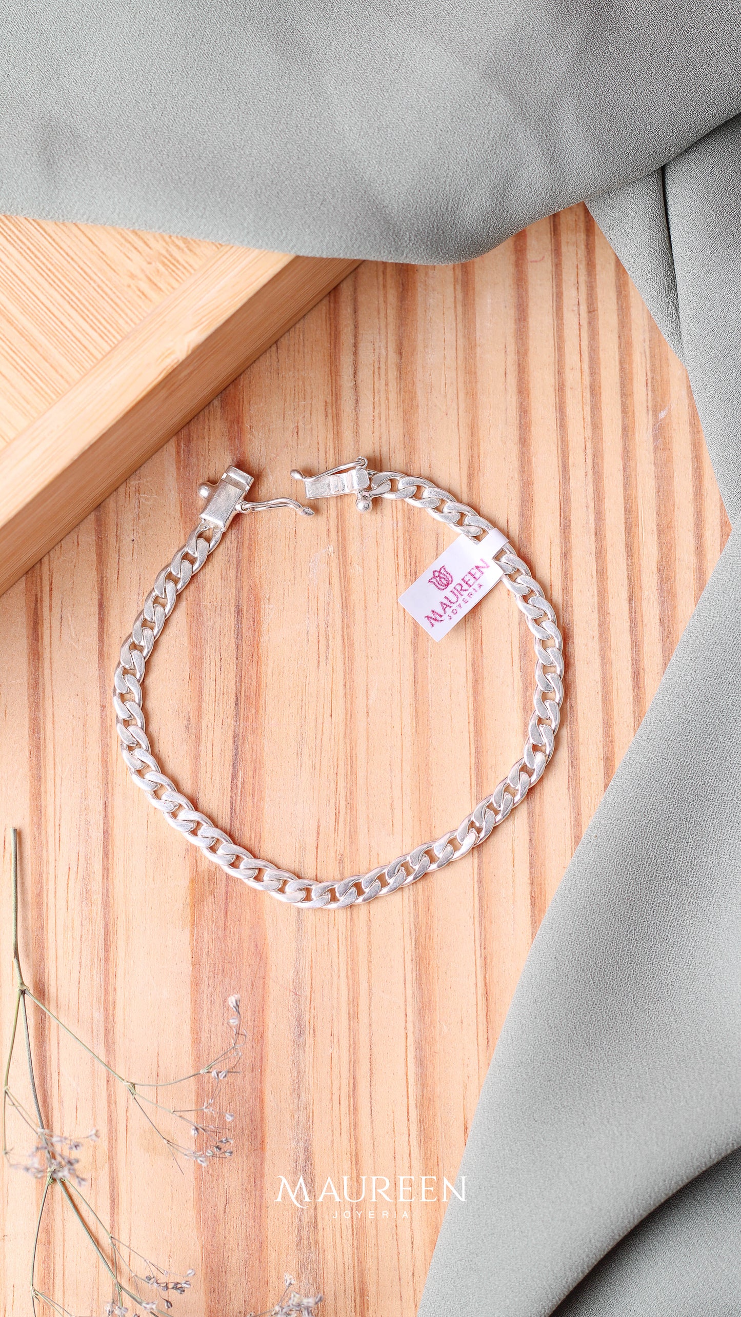 Pulsera hombre lomo mediana - Plata