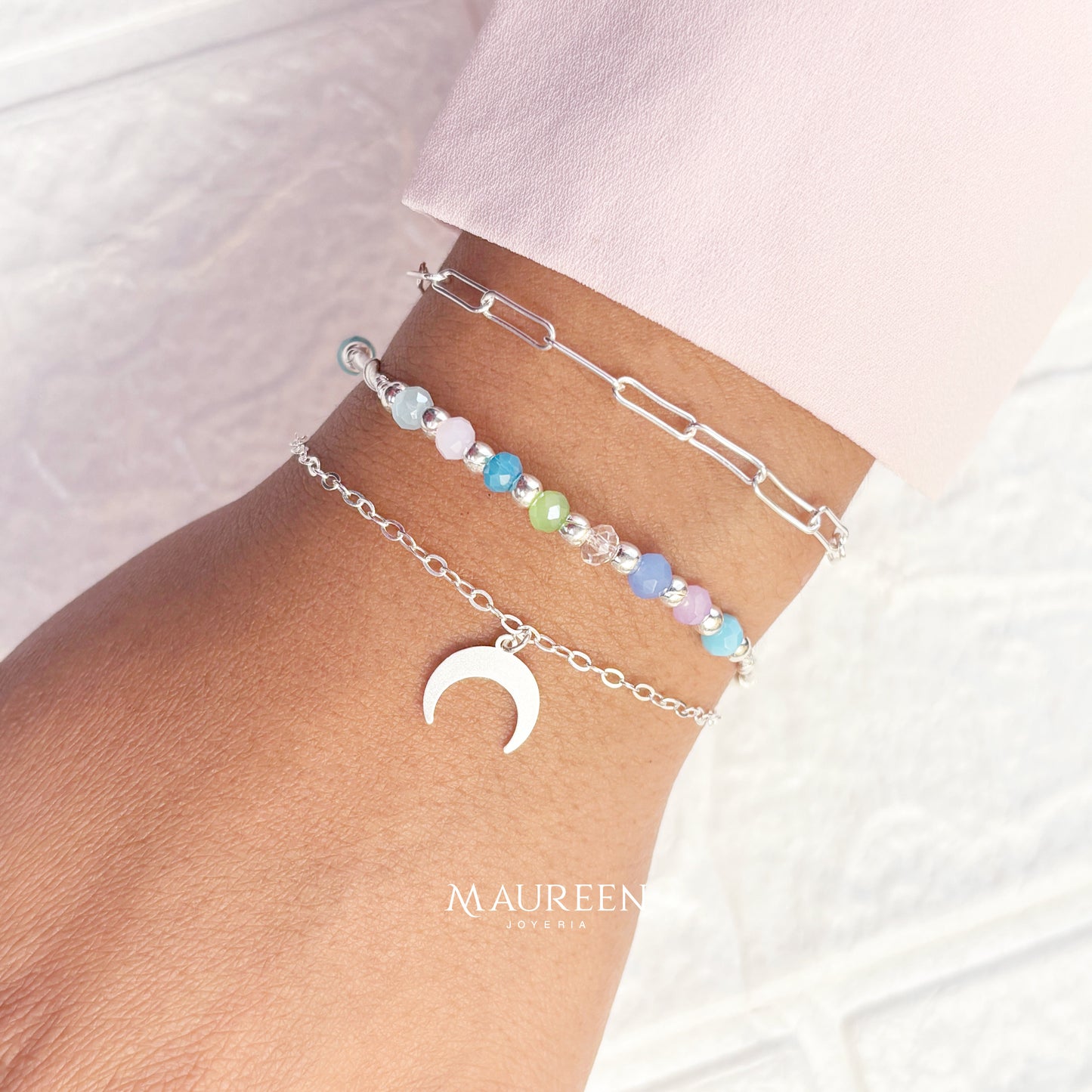 Pulsera dije luna invertida - Plata