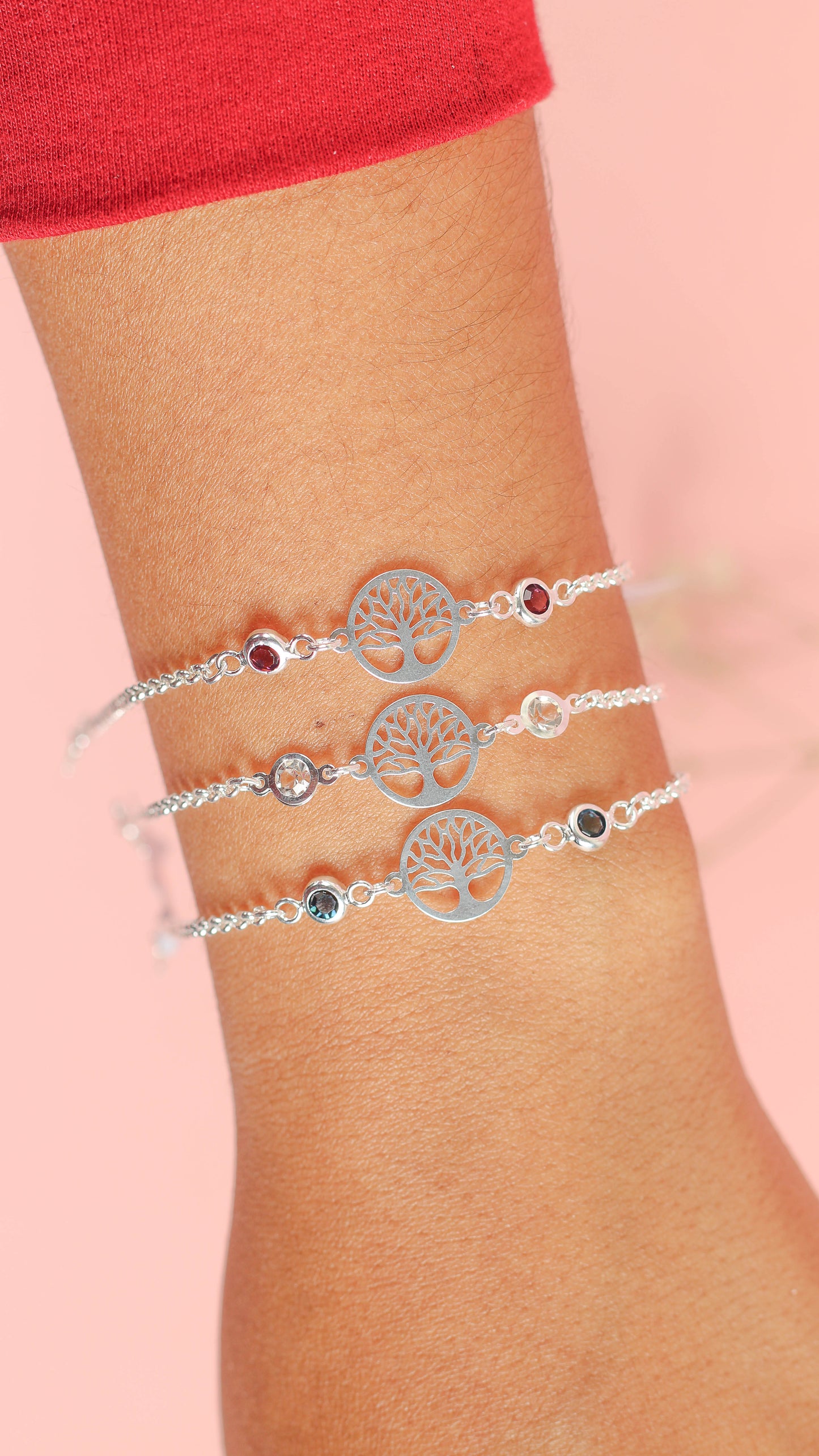 Pulsera arbol de la vida con circones - Plata