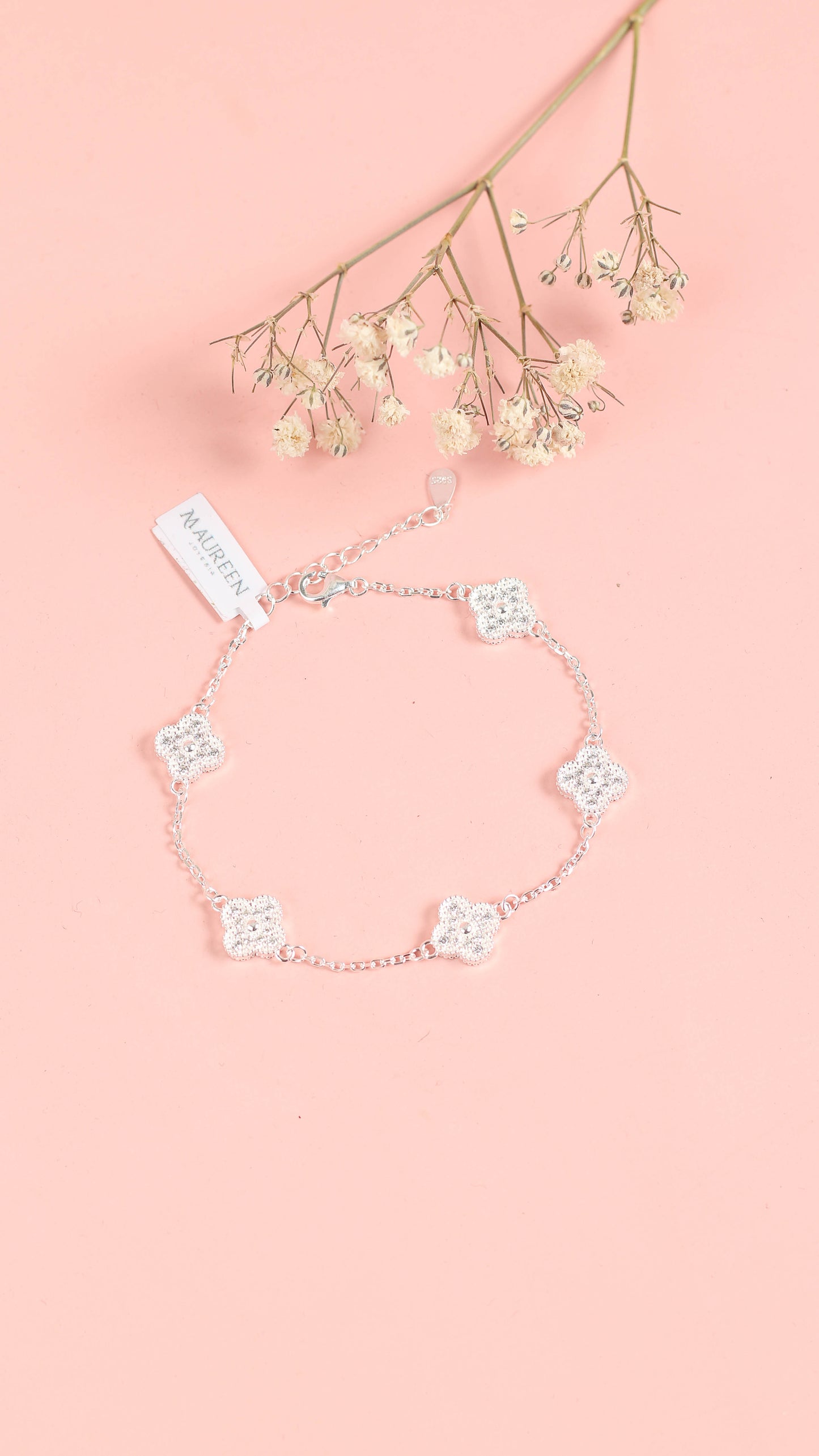 Pulsera flores con circones - Plata