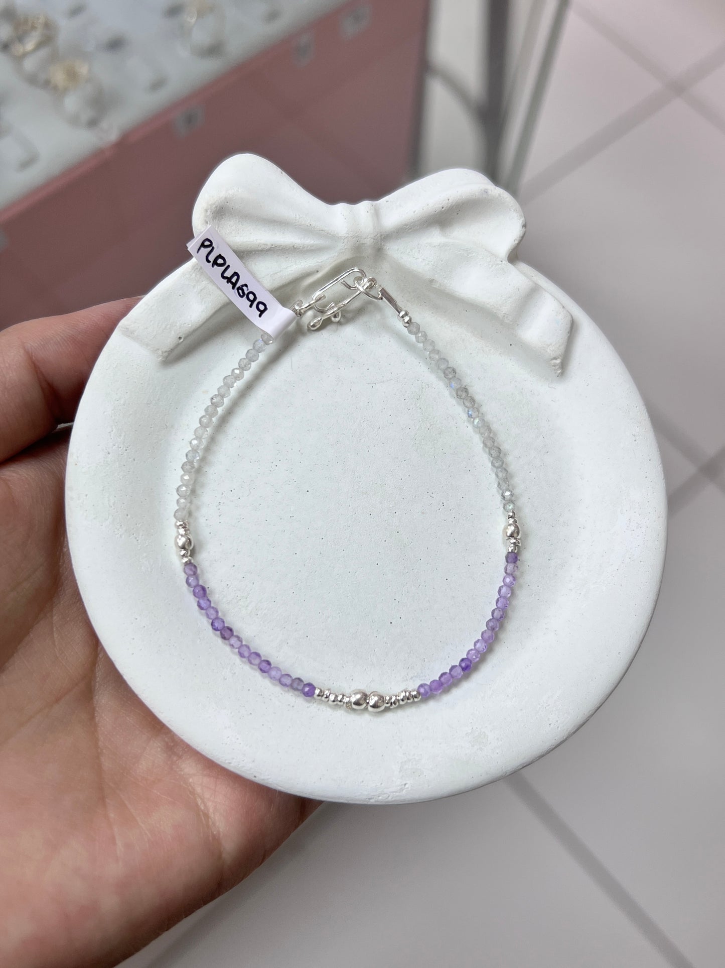 Pulsera piedra natural pequeña - Plata