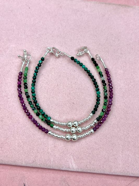 Pulsera shakira piedra natural - Plata