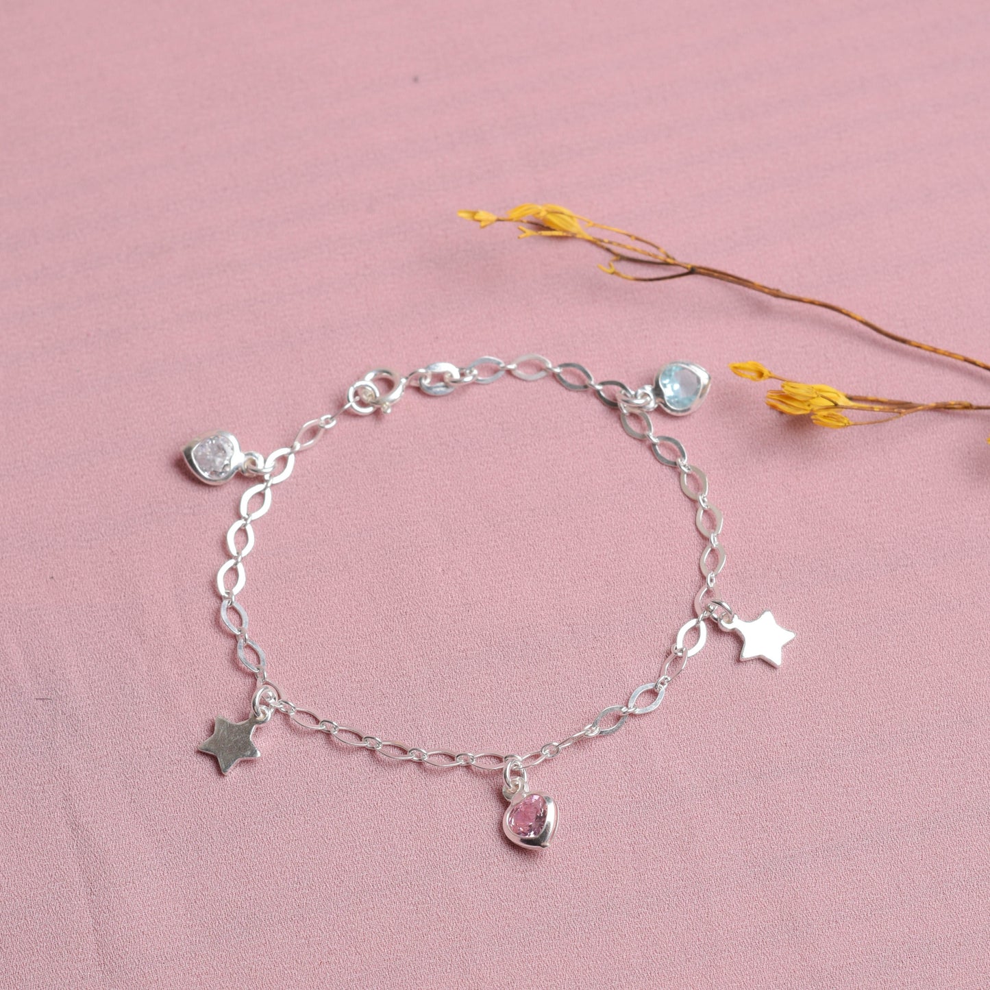 Pulsera dijes estrella - Plata