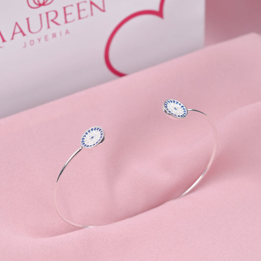 Puñera ojo turco con circones - Plata