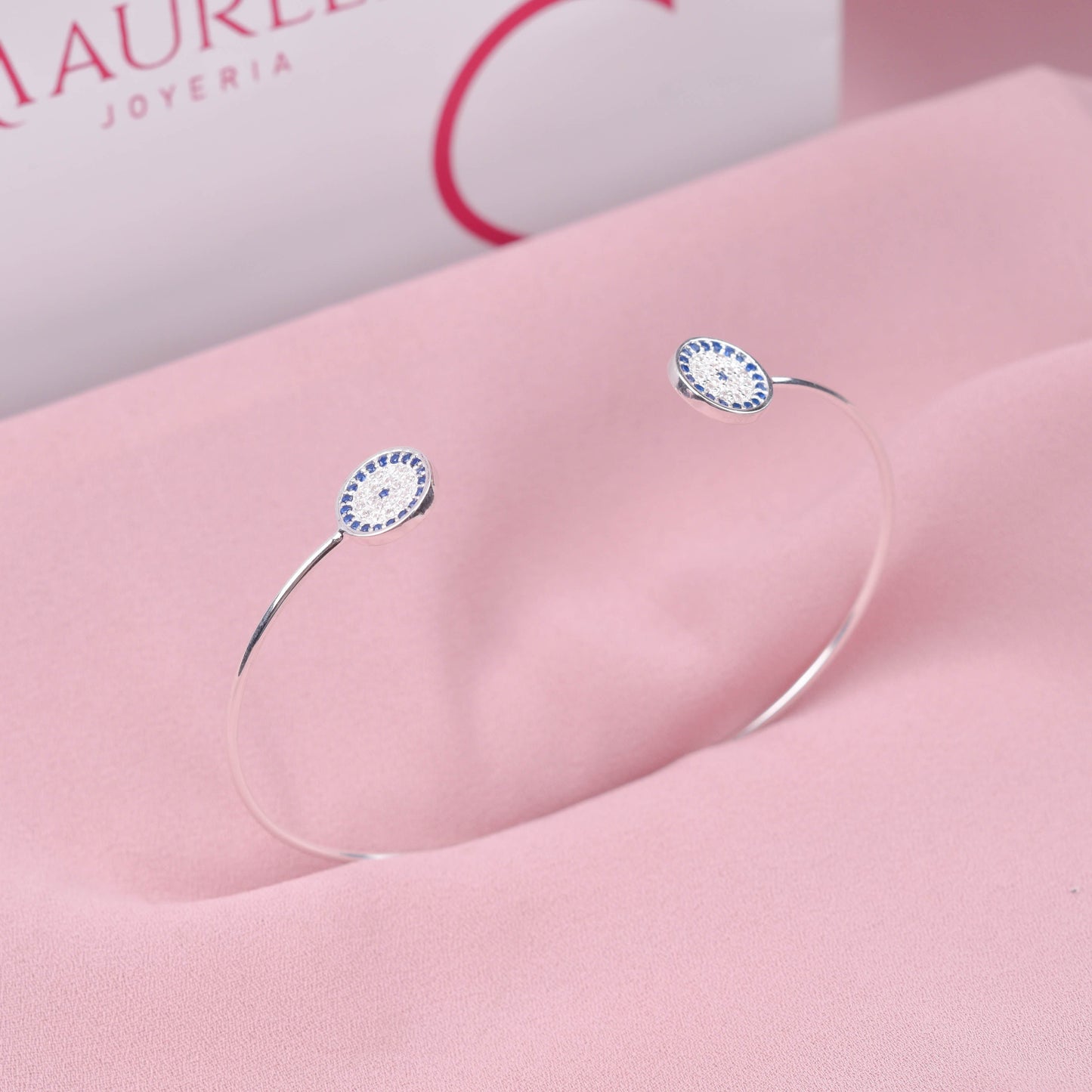 Puñera con ojo turco con circones - Plata