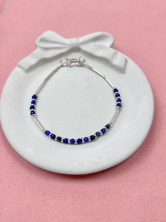 Pulsera piedra natural y shakira con tubos - Plata