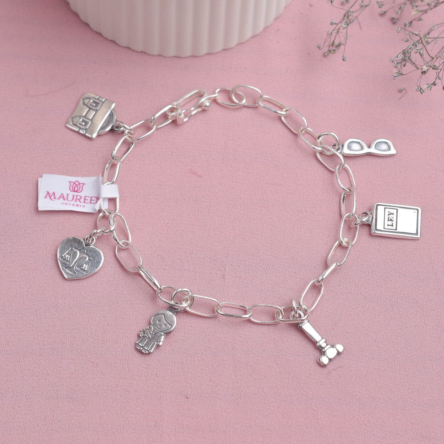 Pulsera dijes de abogada - Plata