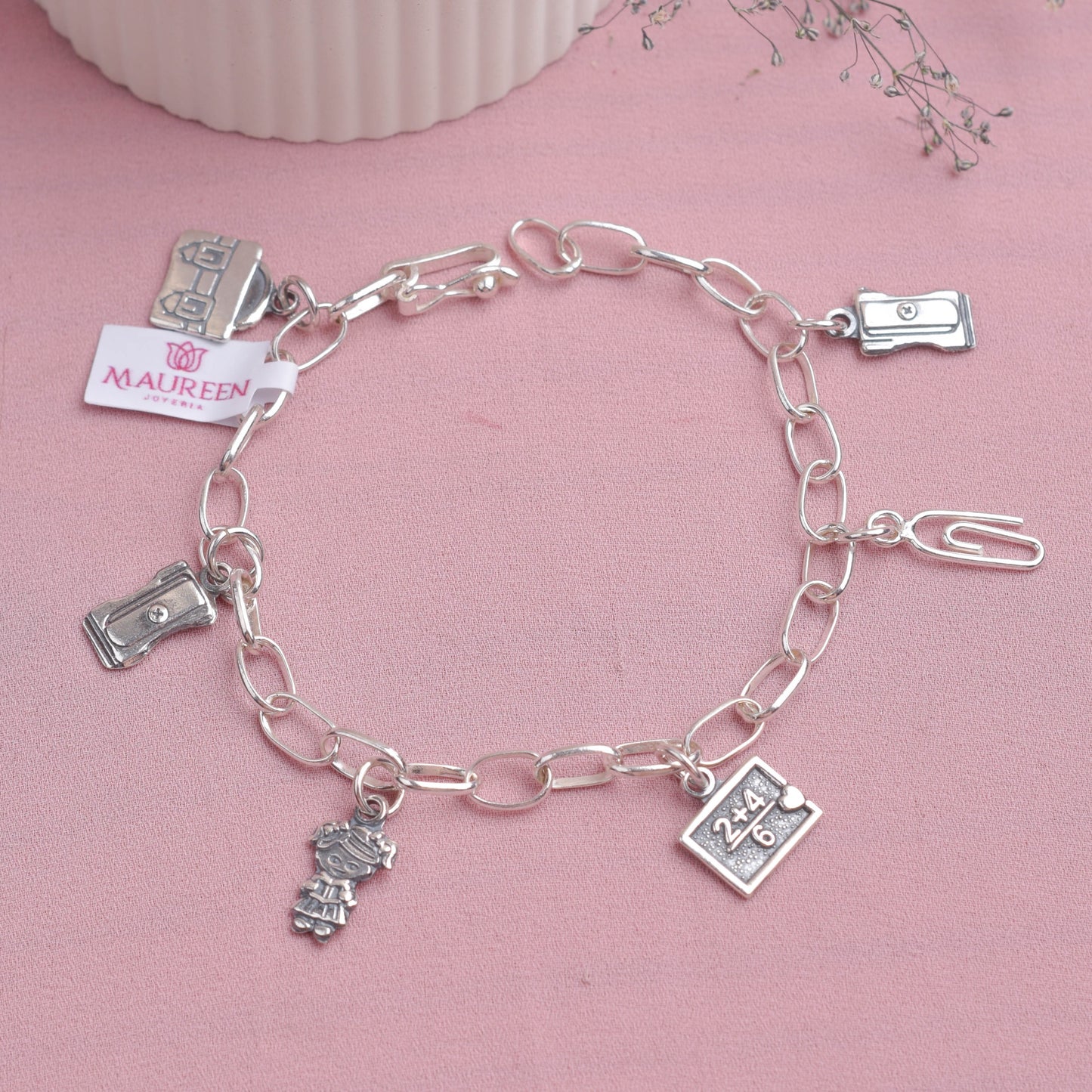 Pulsera dijes de la profesora - Plata