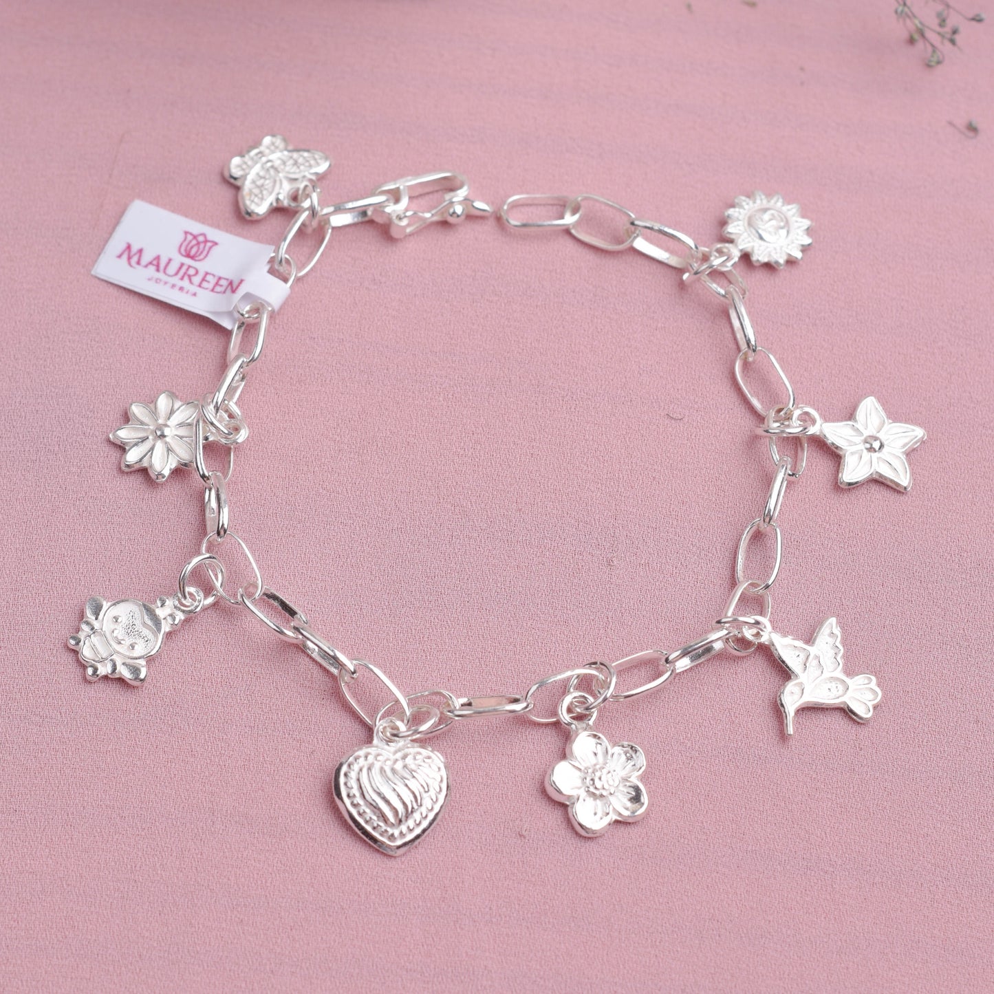 Pulsera dijes de mariposa - Plata