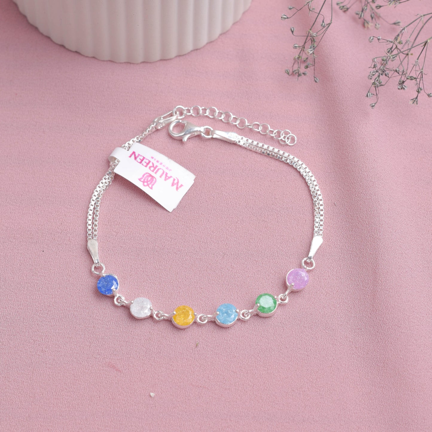 Pulsera piedra opal - Plata