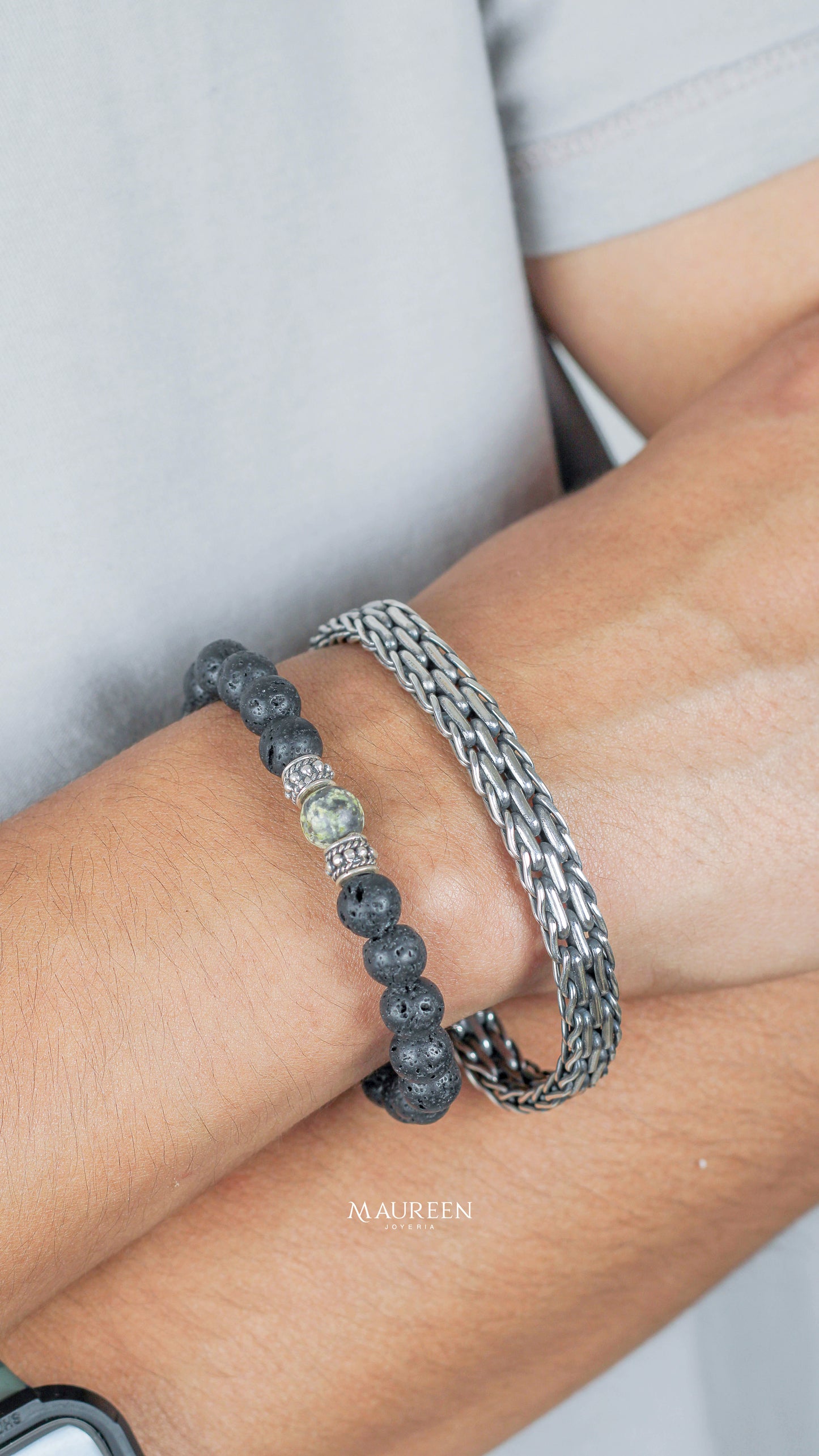Pulseras hombre espiga - Plata