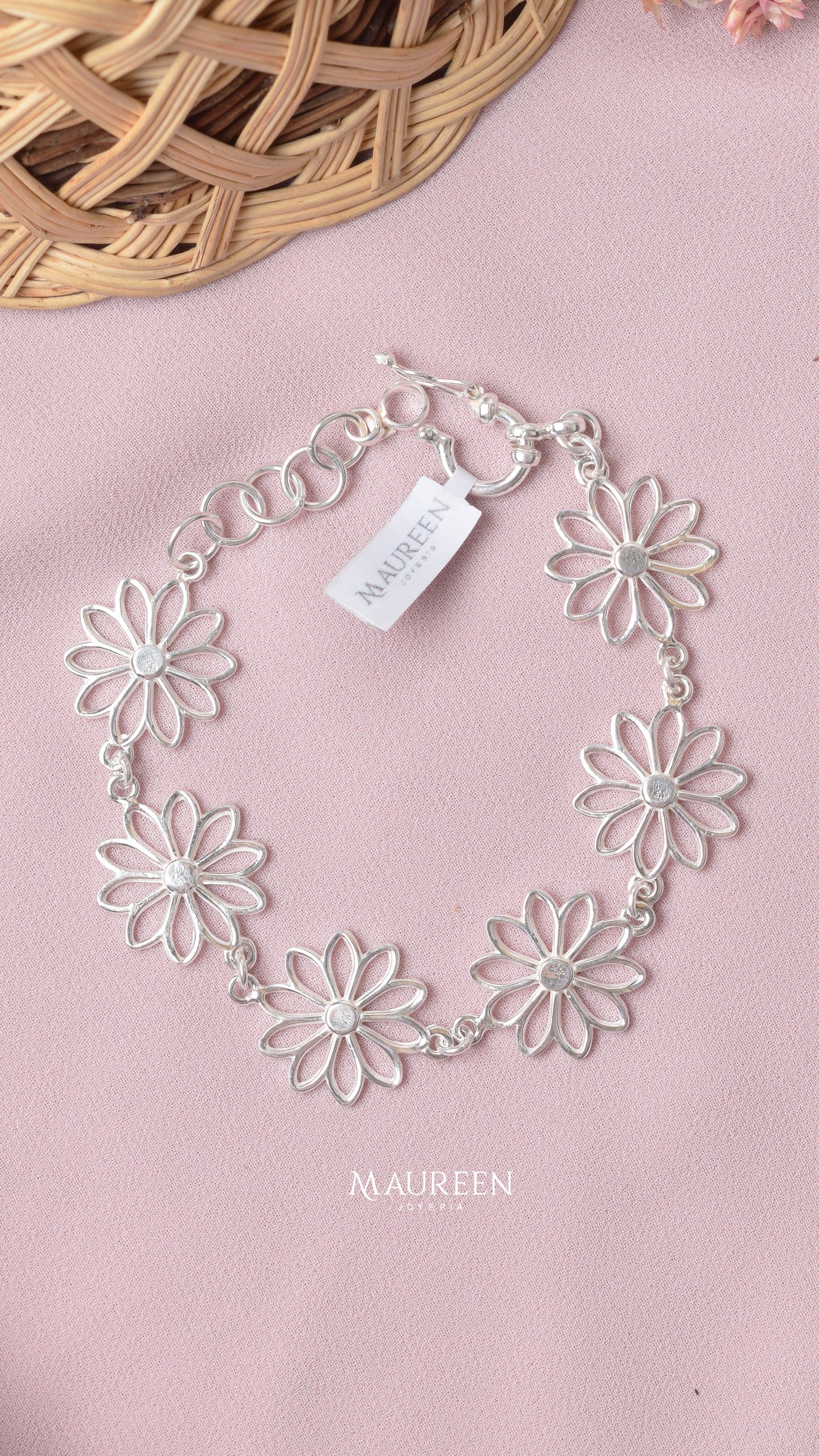 Pulsera girasol calado - Plata