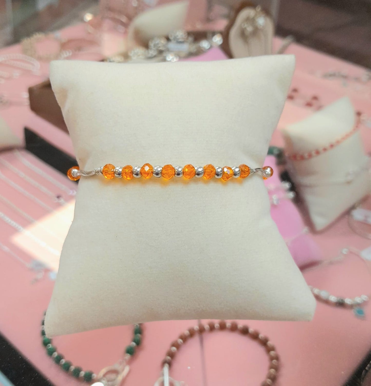 Pulsera murano facetado chaquira y donas - Plata