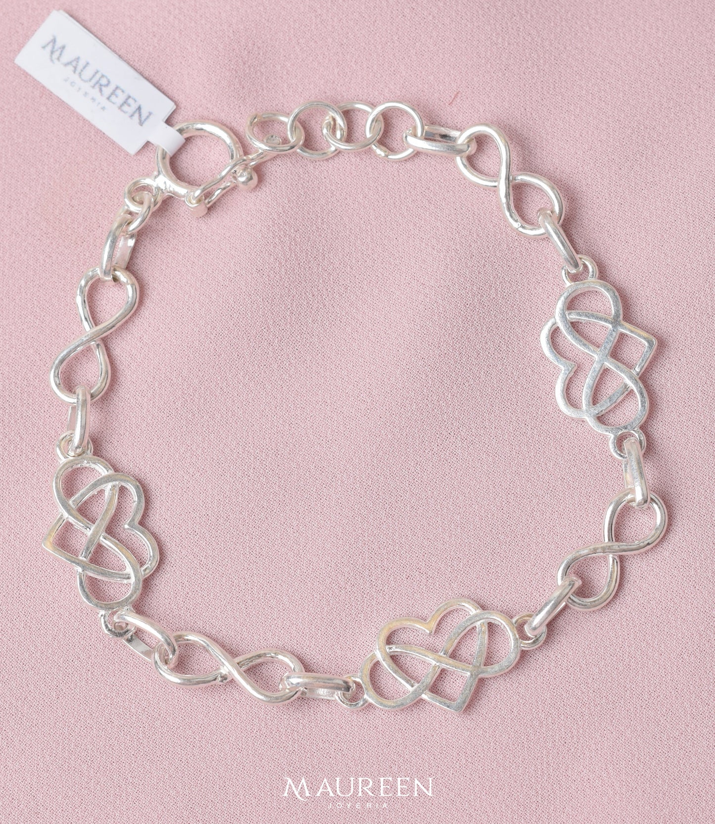 Pulsera nudo de bruja calado con espiga - Plata