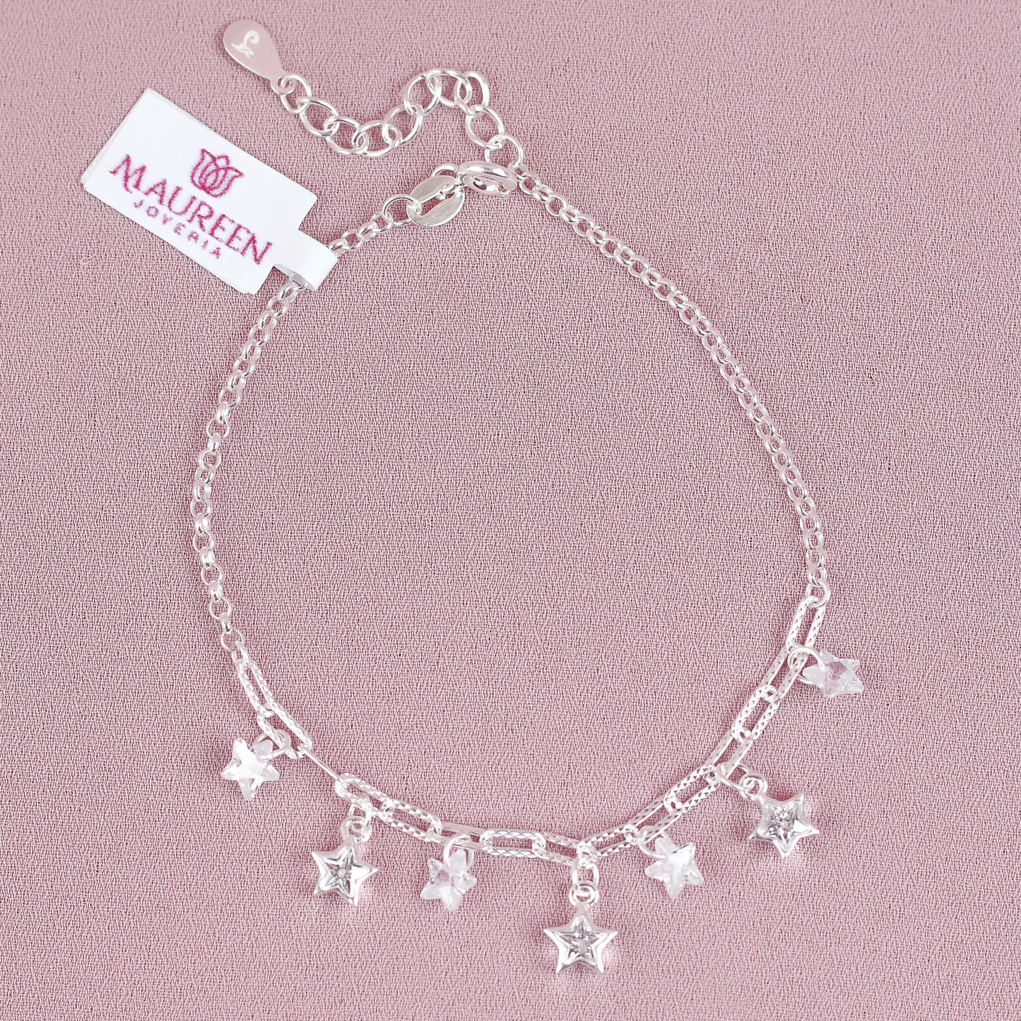 Pulsera dijes estrellas - Plata