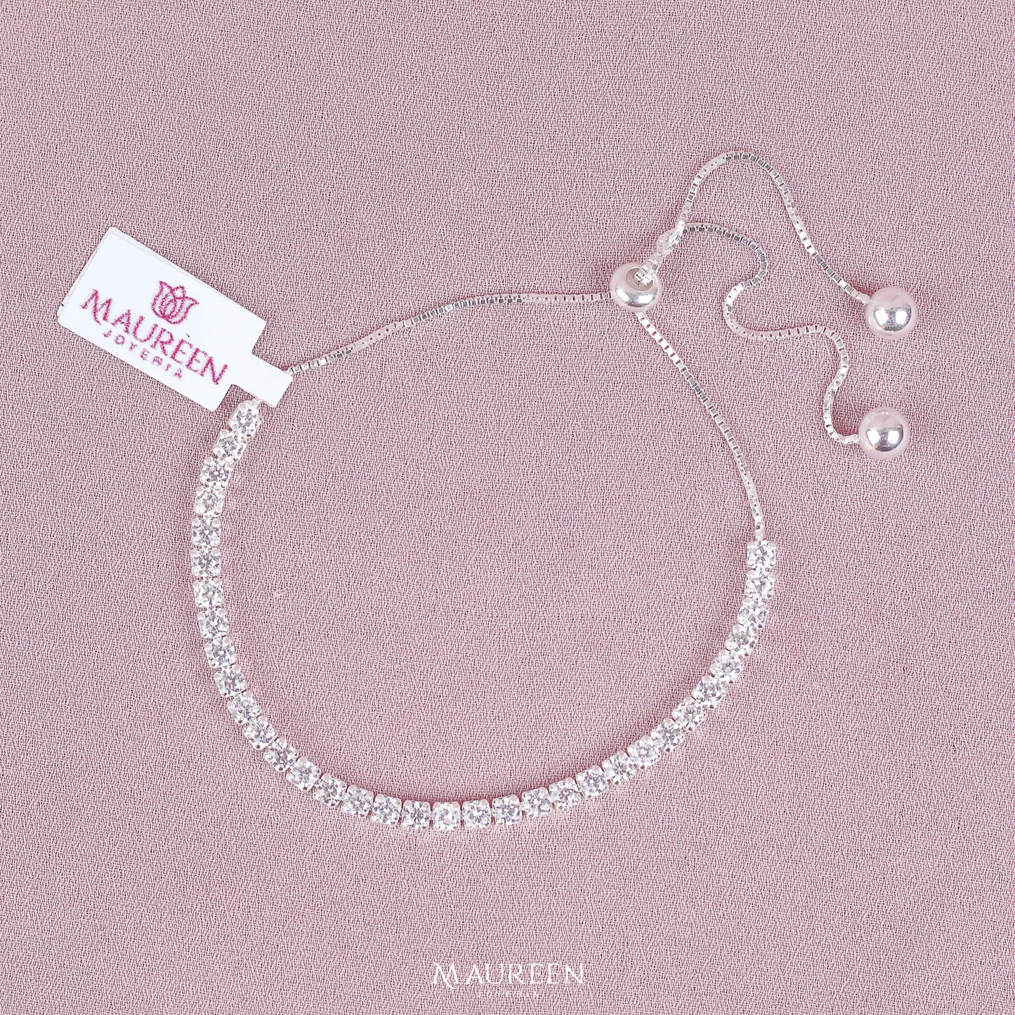Pulsera ajustable Tennis blanca - Plata