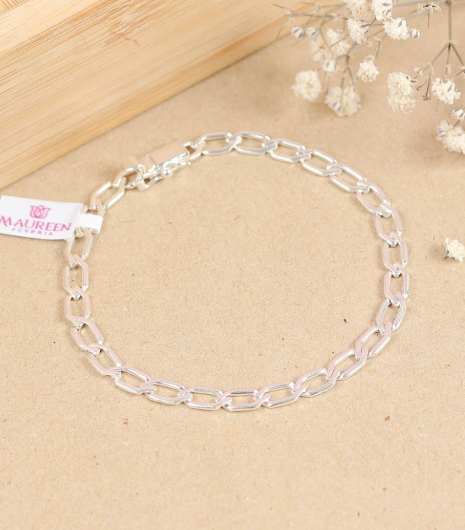 Pulsera hombre hexagonal broche cajon - Plata