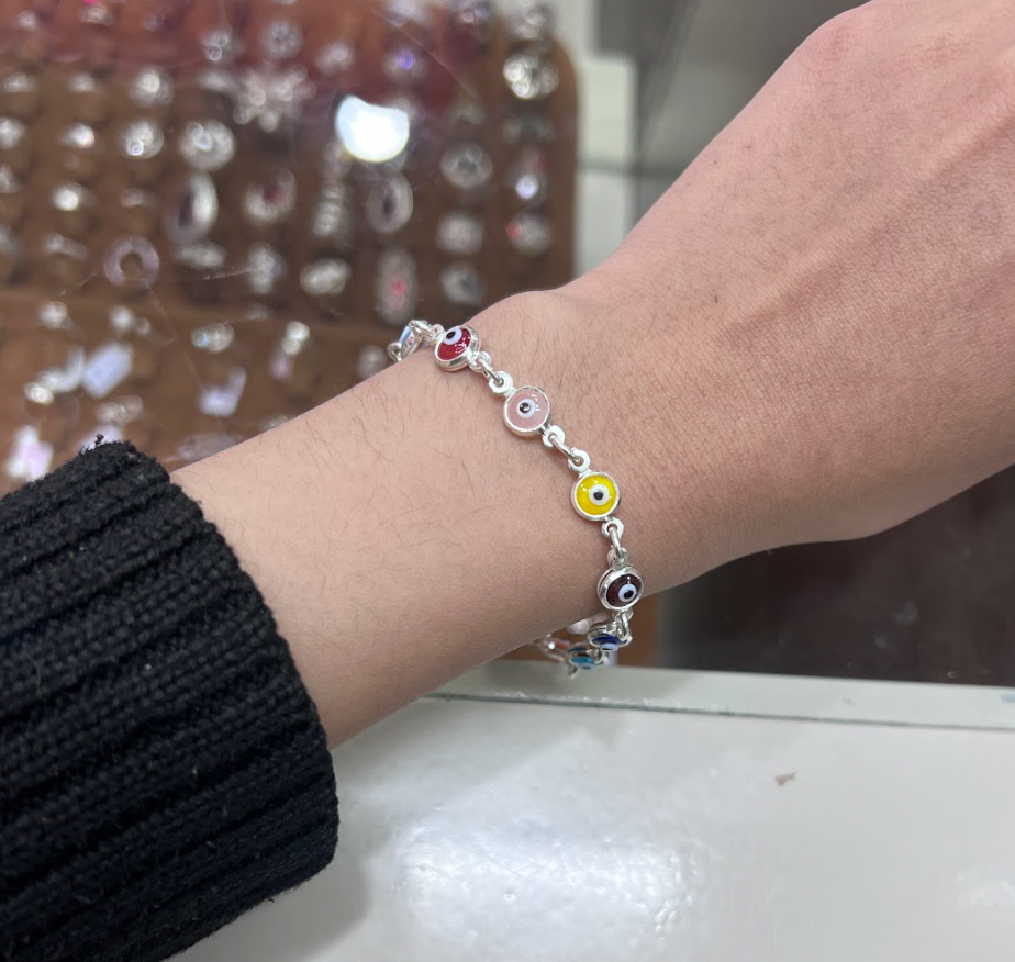 Pulsera ojos turcos colores - Plata