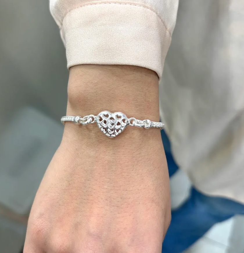 Pulsera espiga corazon - Plata