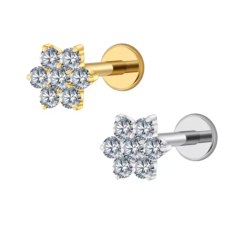 Arete piercing Flor - Titanio Quirurgico