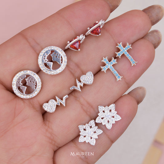 Arete corazón entrelazado circón - Plata