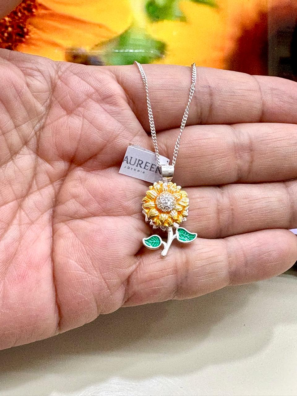 Dije girasol esmaltado antiestres - Plata