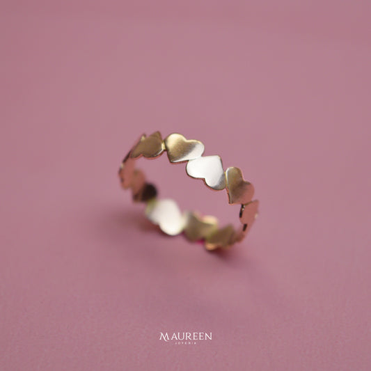Anillo cadena de corazones - Oro