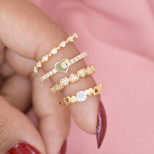 Anillo mini corazones circones - Oro