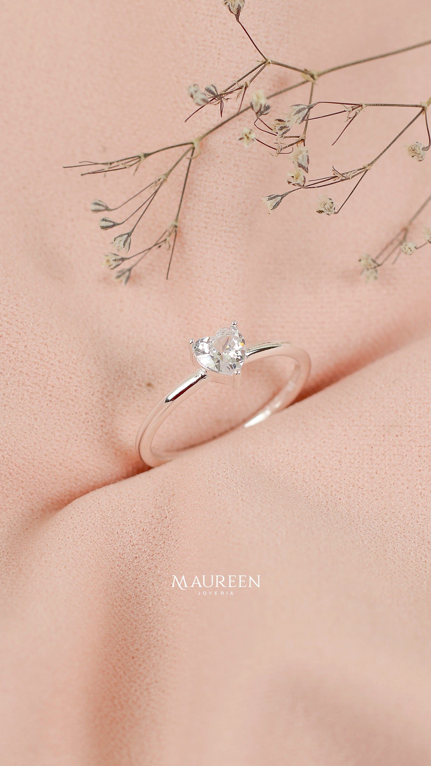 Anillo promesa circon corazon - Plata