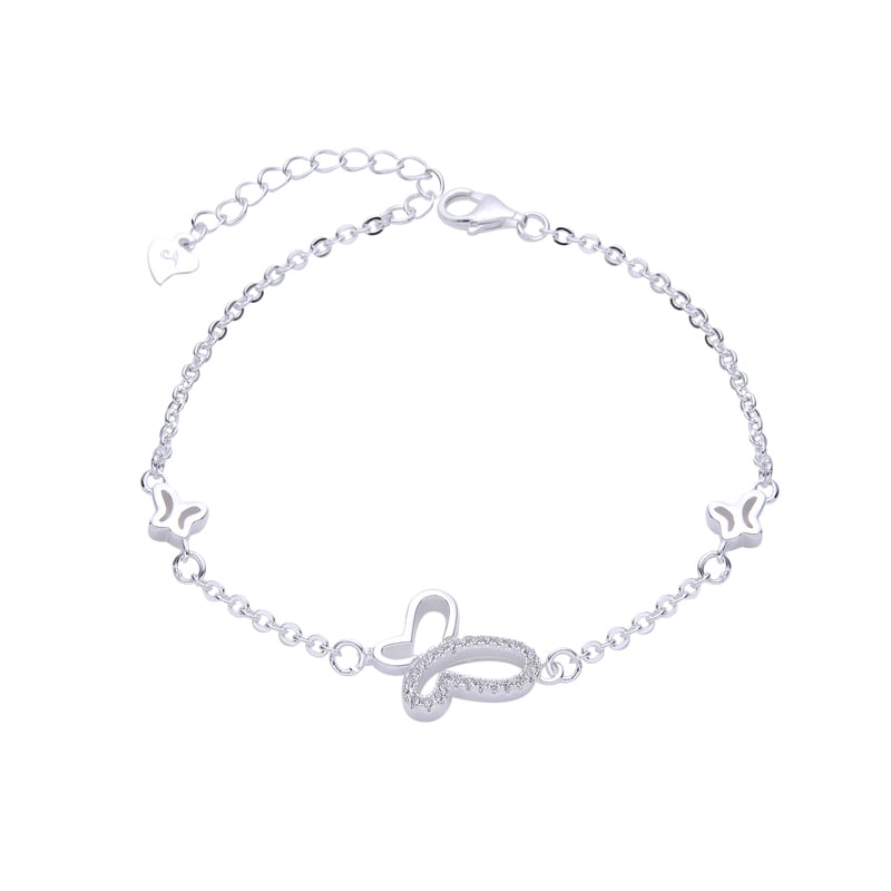 Pulsera mariposa con circones - Plata