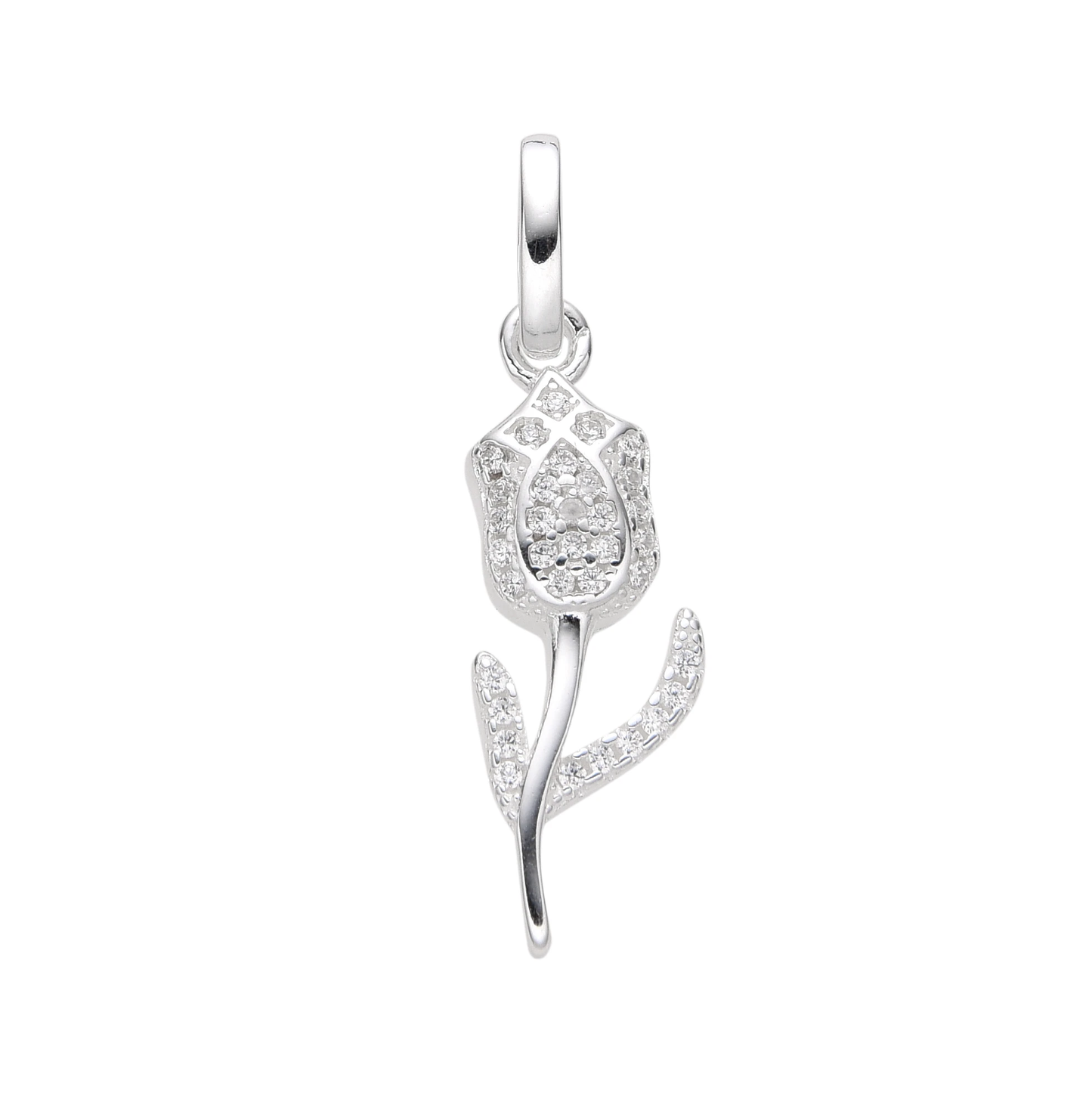 Dije tulipan con circones- Plata