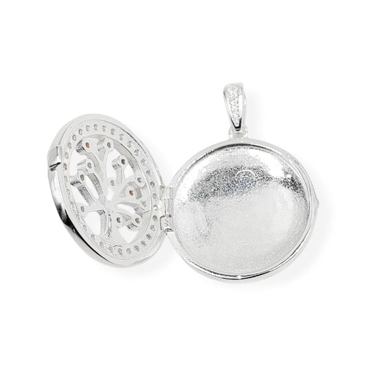 Dije relicarios de arbol de la vida con circones de colores - Plata