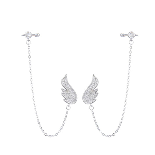 Arete earcuff ala con circones - Plata