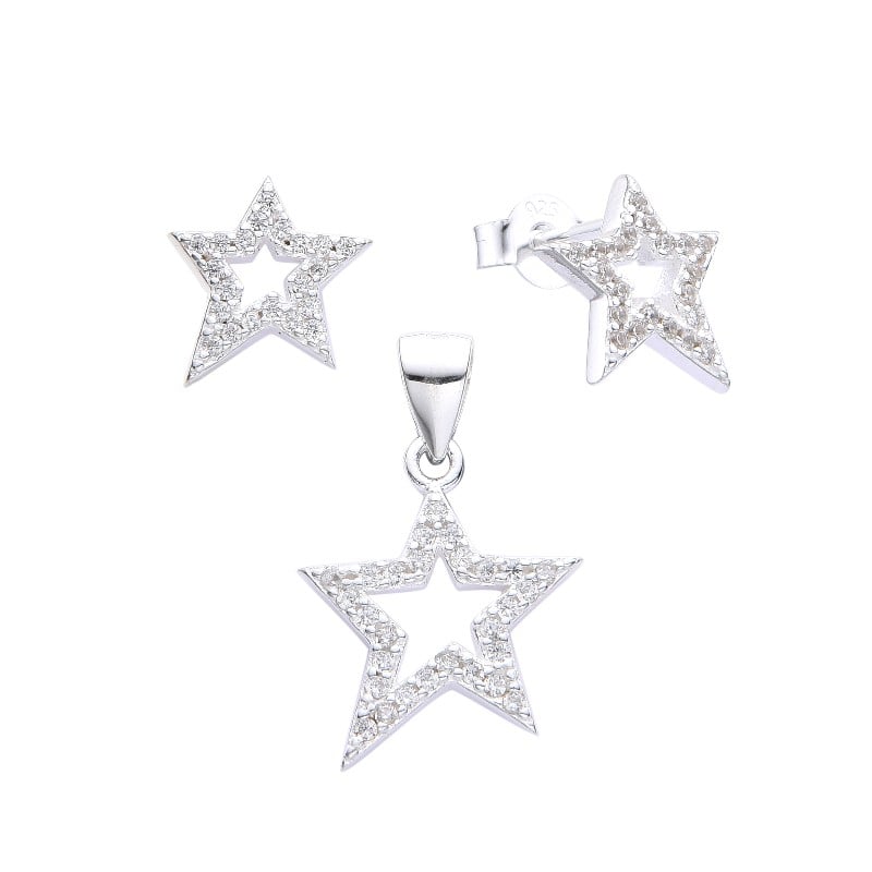 Juego estrella con circones- Plata