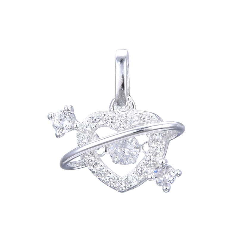 Dije corazón planeta movible - Plata