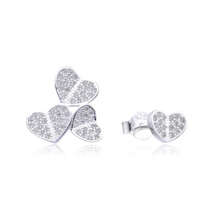Arete tres corazones circones - Plata