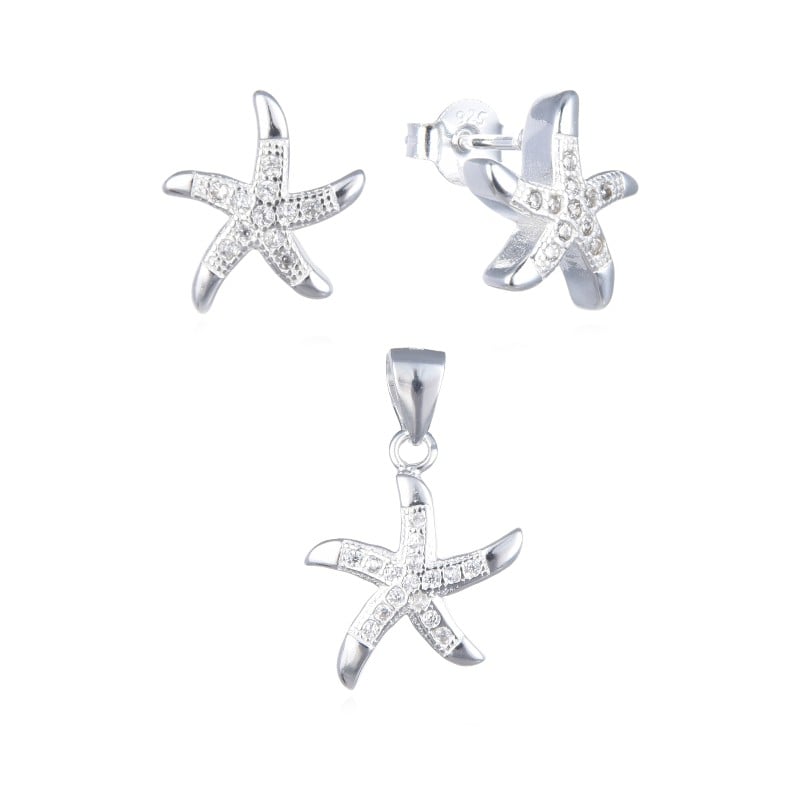 Juego estrella de mar con circones- Plata