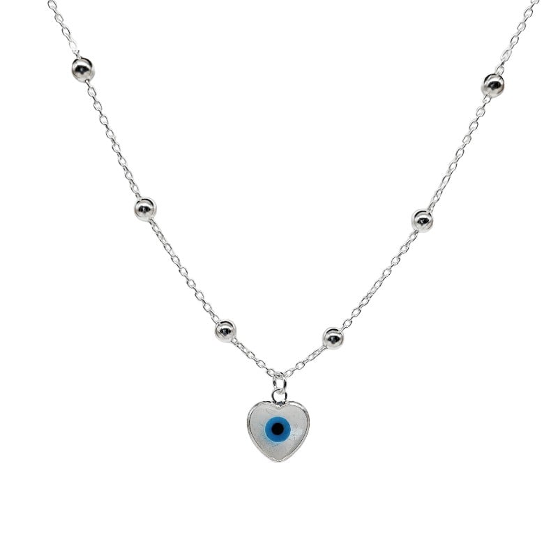 Collar ojo turco con esferas - Plata