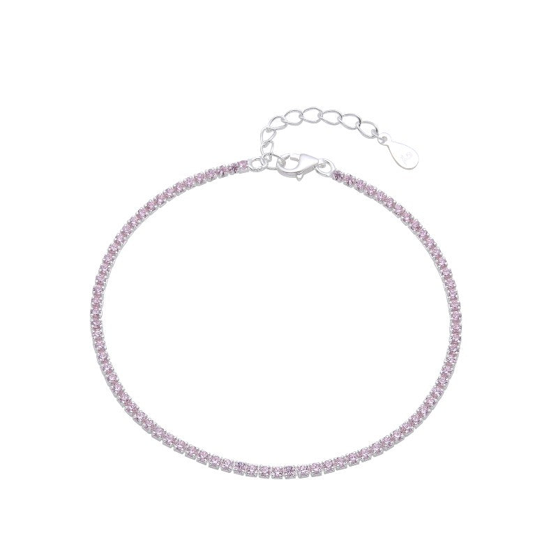 Pulsera tennis rosada - Plata