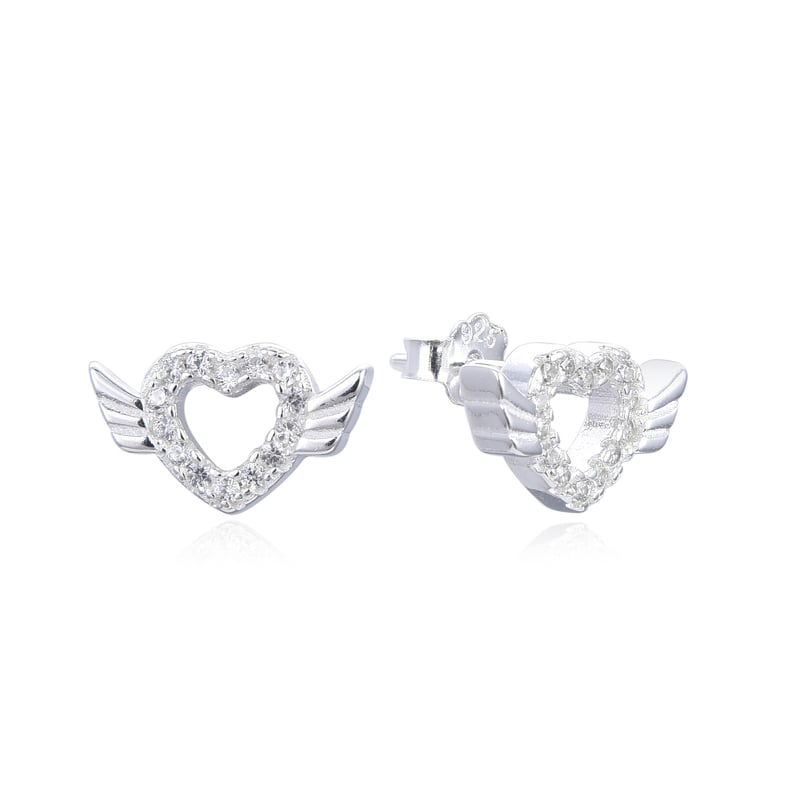 Arete corazon con flecha - Plata