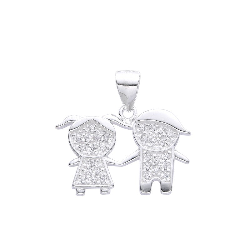 Dije niño y niña juntos circones -Plata