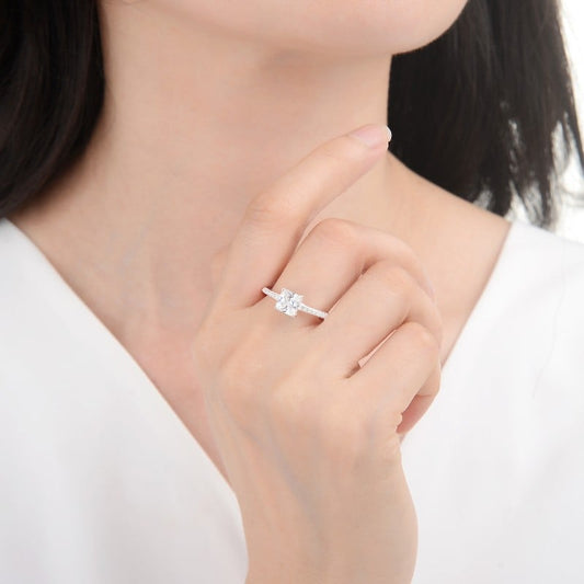 Anillo de compromiso cuadrado circones - Plata