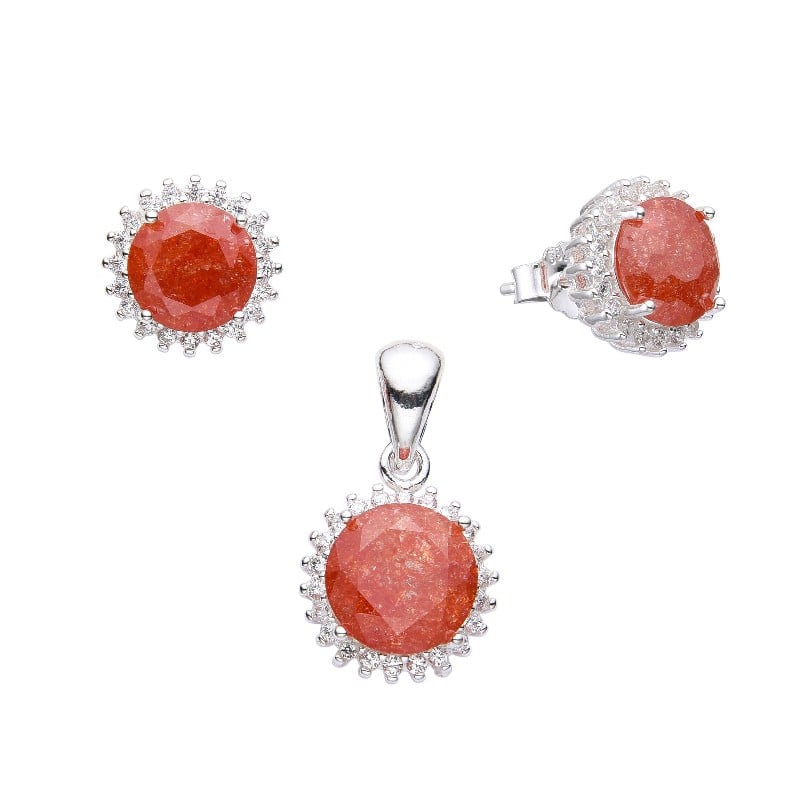 Juego circulo anaranjado con circones - Plata