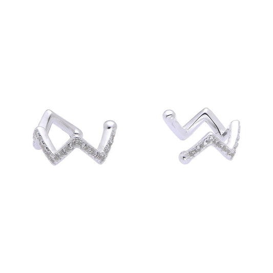 Arete ear cuff zig zag circones- Plata