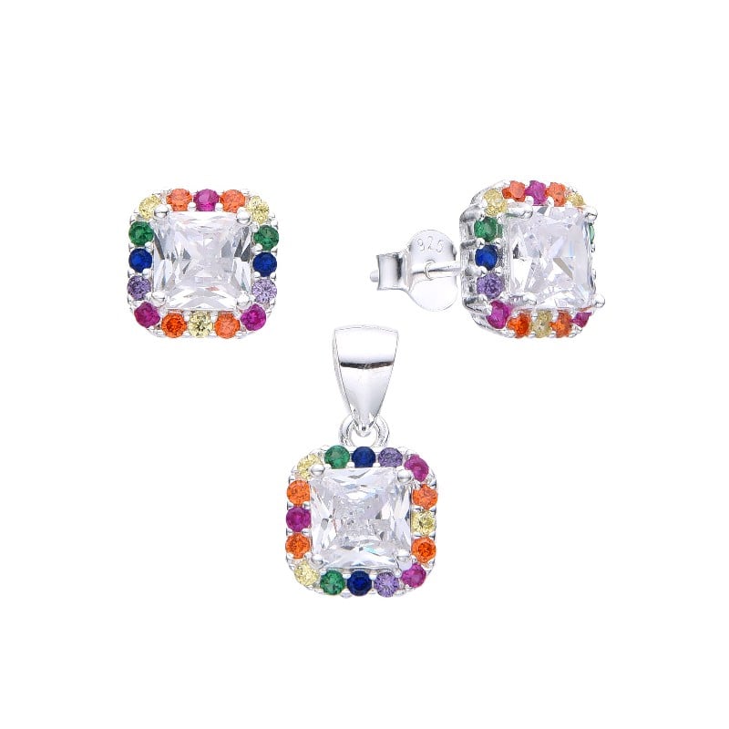 Juego cuadrado circones de colores - Plata