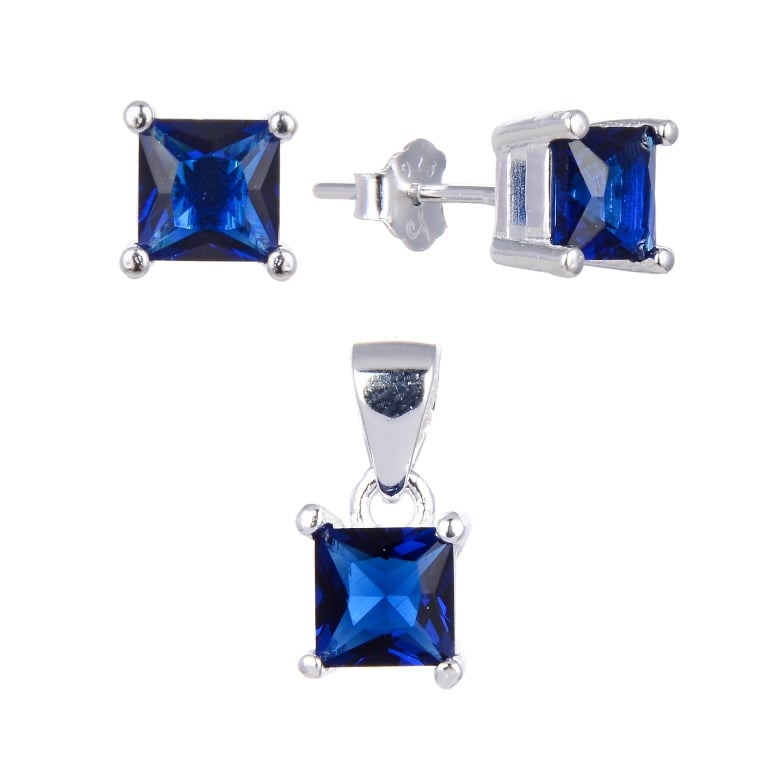 Juego zafiro cuadrado - Plata